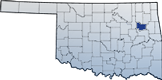 A map of Oklahoma with Wagoner county highlighted